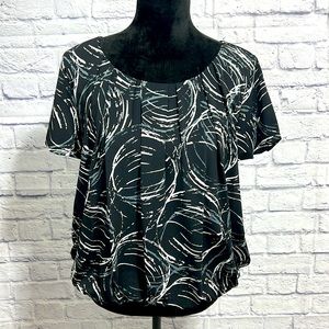 ALFANI Ruched Short Sleeve Shell Top